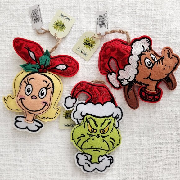 Jim Shore The Grinch Soft Felt Ornaments - Set of 3 - Santa Grinch Max Cindy Lou - Picture 1 of 10
